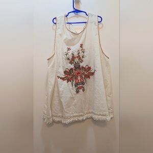 Max Studio sleeveless embroidered shirt